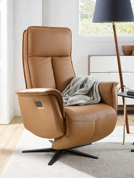 fauteuil relax cuir miel.
